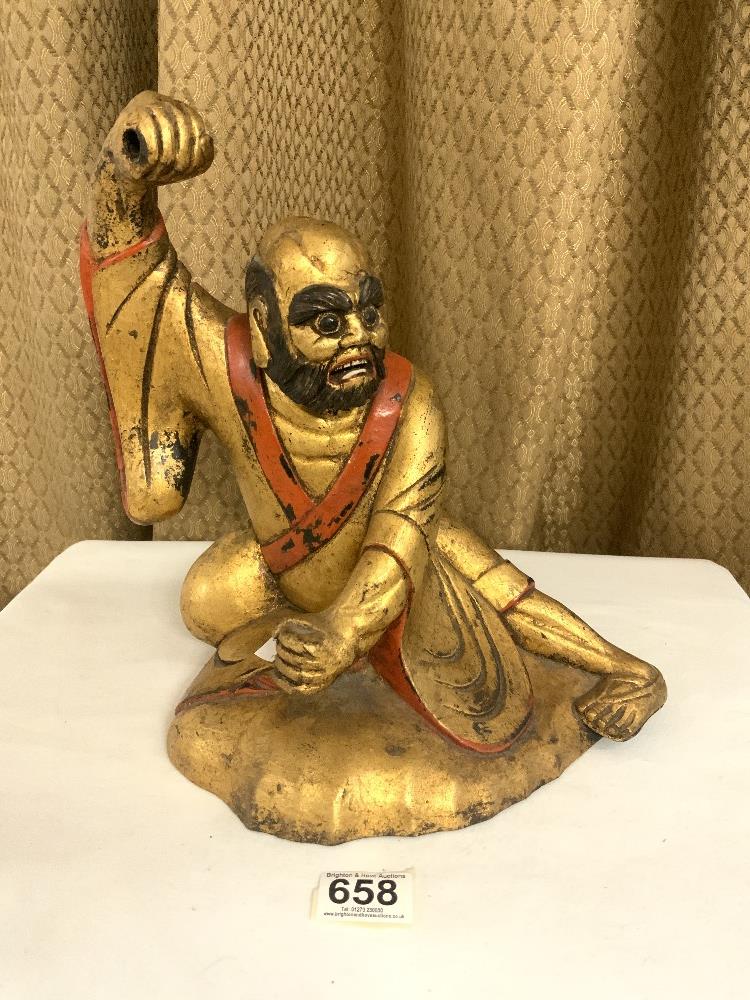 GILDED WOODEN CARVED FIGURE 31CM