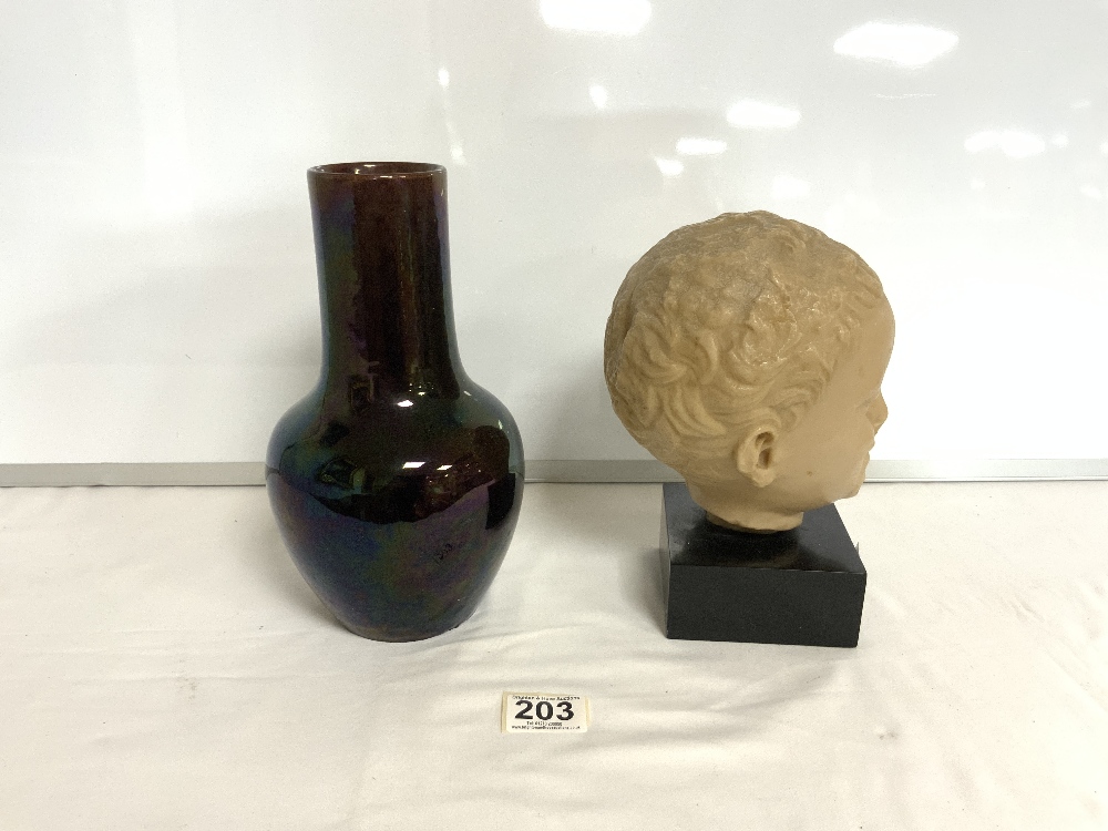 RESIN HEAD OF A CHILD WITH A LUSTRE GLAZED VASE 25 CMS - Image 2 of 5