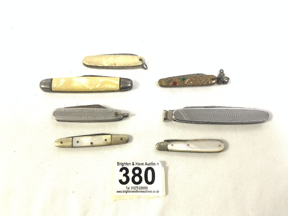 MOTHER O PEARL AND SILVER TOOTHPICK, PIPE SMOKERS POCKET KNIFE, AND FIVE OTHER POCKET KNIVES VARIOUS - Image 7 of 7