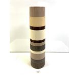 A TALL CYLINDRICAL FIVE-COLOURED GLAZED POTTERY VASE 58 CM