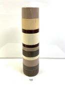 A TALL CYLINDRICAL FIVE-COLOURED GLAZED POTTERY VASE 58 CM