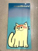 A CASSETTE LORD PAINTED PANEL SIGNED WITH FAT BOY SLIM DEPICTING A CAT 60 X 120 CM