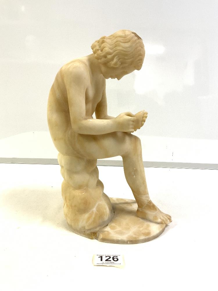 ALABASTER SCULPTURE OF THE THORN SHOOTER A/F 23 CM - Image 2 of 6