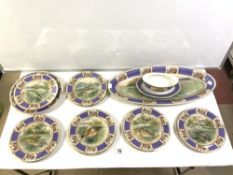 CZECHOSLOVAKIAN PORCELAIN FISH SERVICE, 14 PIECES