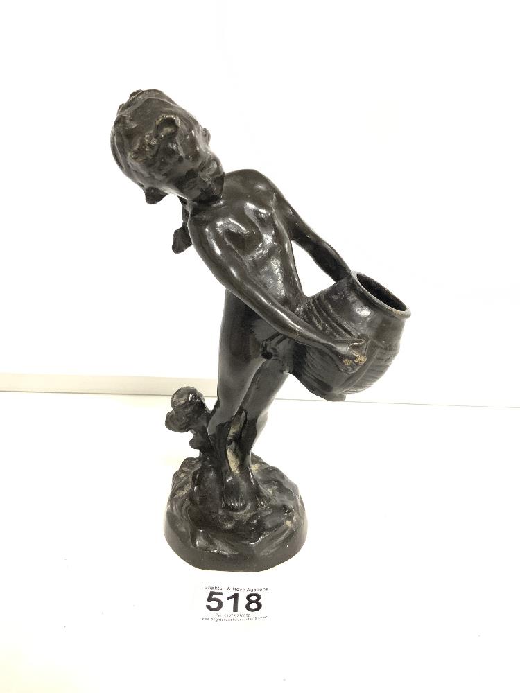 BRONZE FIGURE - YOUNG PERSON HOLDING A WATER POT 25CM