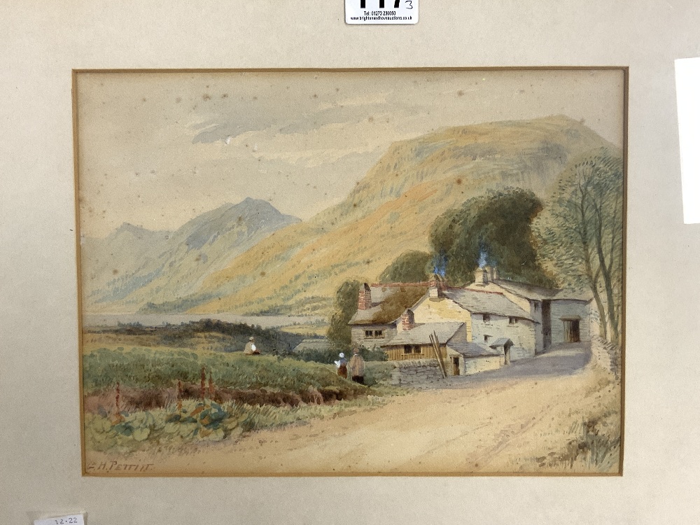 G H PETTITT,THREE WATERCOLOURS OF LANDSCAPES WITH FIGURES AND COTTAGES SIGNED LARGEST 32X 23 CM - Image 3 of 5