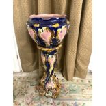 VINTAGE CERAMIC MAJOLICA JARDINIERE MARKED NATIONAL TO BASE, 87 CM HIGH 40 CM WIDE