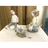 TWO LARGER PIECES OF NAO (A-10 MY/B-9F) 25CM WITH ONE PIECE OF LLADRO