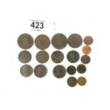 QUANTITY OF ANTIQUE BRONZE AND COPPER COINS