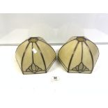 PAIR OF TIFFANY-STYLE SLUG GLASS LAMPSHADES