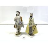 A PAIR OF EARLY 20TH-CENTURY STYLE PORCELAIN FIGURES OF A LADY AND GENT - STAMP FOREIGN TO BASE (