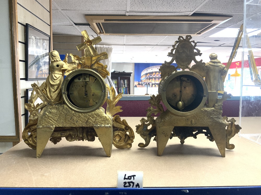 TWO GILT METAL MANTEL CLOCKS BOTH A/F - Image 4 of 6