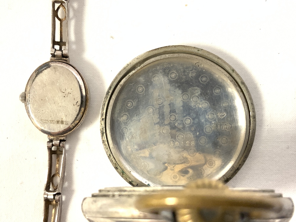 800 SILVER ENGINE TURNED POCKET WATCH AND TWO 925 SILVER LADIES COCKTAIL WATCHES - Image 7 of 7
