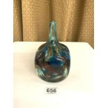 MDINA COLOURED GLASS PAPERWEIGHT/VASE 20CM
