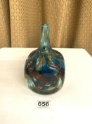 MDINA COLOURED GLASS PAPERWEIGHT/VASE 20CM