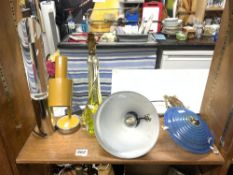 QUANTITY OF VINTAGE LIGHTS/LAMPS INCLUDING A YELLOW GLASS VAL SAINT LAMBERT LAMP