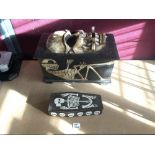 SKULL DECORATED LIDDED BOX 46 X 23 CM WITH A COFFIN SHAPED BOX DECORATED WITH A SKELETON