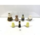 1960S HORNSEA VASE WITH THREE OTHER VASES AND A 1960S GAYDON SALT AND PEPPER