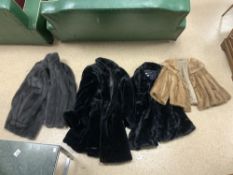 FOUR FUR COATS ONE LONG AND THREE SHORT, ALL UK SIZE 16/18