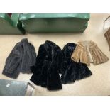 FOUR FUR COATS ONE LONG AND THREE SHORT, ALL UK SIZE 16/18