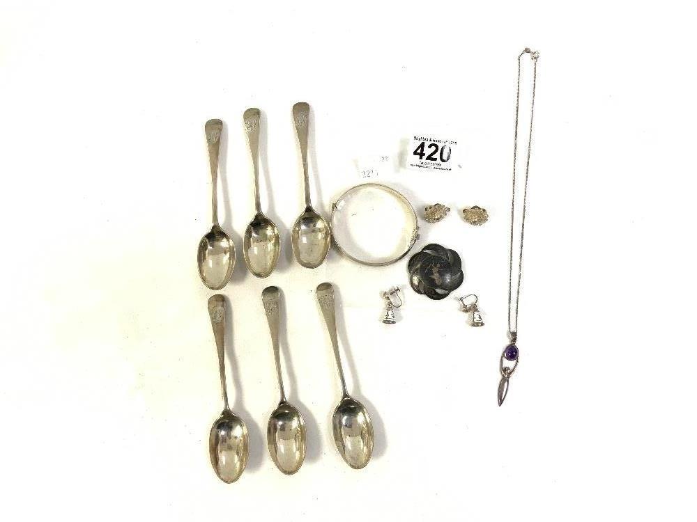 SET OF SIX HALLMARKED SILVER TEASPOONS, LONDON 1901, MAKER WILLIAM HATTON & SONS LTD, 169 GRAMS, A