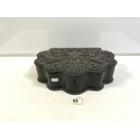 GOOD QUALITY CARVED EBONY TRINKET BOX 36CM