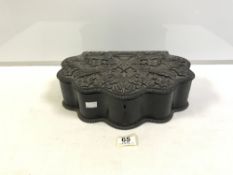 GOOD QUALITY CARVED EBONY TRINKET BOX 36CM