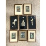 EIGHT ANITIQUE BUTTERFLY PICTURES FRAMED AND GLAZED SOME SIGNED LARGEST 37 X 22 CMS