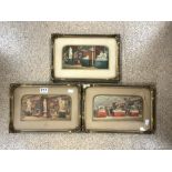 THREE BAXTER COLOURED PRINTS SHOWING " THE GEMS OF THE GREAT EXHIBITION" IN GILT FRAMES, 24X13.