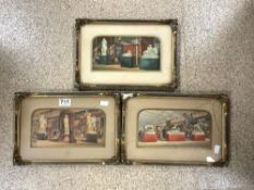 THREE BAXTER COLOURED PRINTS SHOWING " THE GEMS OF THE GREAT EXHIBITION" IN GILT FRAMES, 24X13.