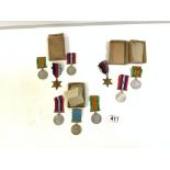 THREE BOXED SETS OF WORLD WAR II MEDALS - FOR D H WATSON, A V WEIR, A MCLACHLAND
