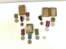 THREE BOXED SETS OF WORLD WAR II MEDALS - FOR D H WATSON, A V WEIR, A MCLACHLAND