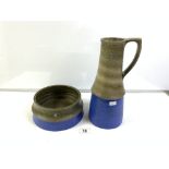 UPSALA - EKEBEY - SWEDEN - POTTER WATER JUG (35CMS), AND A MATCHING BOWL