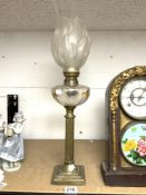 ANTIQUE COLUMN OIL LAMP WITH FROSTED GLASS