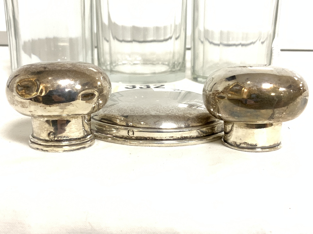 THREE TOILET BOTTLES WITH CONTINENTAL WHITE METAL TOPS. - Image 6 of 6