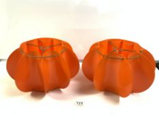 TWO 1970S ORANGE RETRO DESIGN LAMP SHADES