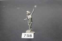 Danish small semi nude figure of girl in Pewter