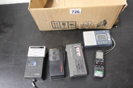 Box of Dictaphones etc