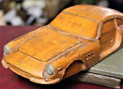 Unusual vintage carved wooden car