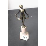 Art Deco small bronzed semi nude figure