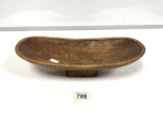 CARVED WOODEN FEEDING BOWL/TROUGH WITH DECOTATIVE WICKER 37CM