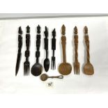 QUANTITY OF WOODEN CARVED UTENSILS