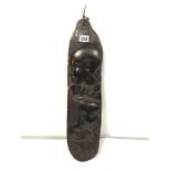 CARVED WOODEN PLAQUE OF A GIRL AND BOY, 58CMS