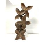 CARVED WOODEN SCULPTURE OF FLOWERS, 69CMS HIGH