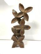 CARVED WOODEN SCULPTURE OF FLOWERS, 69CMS HIGH