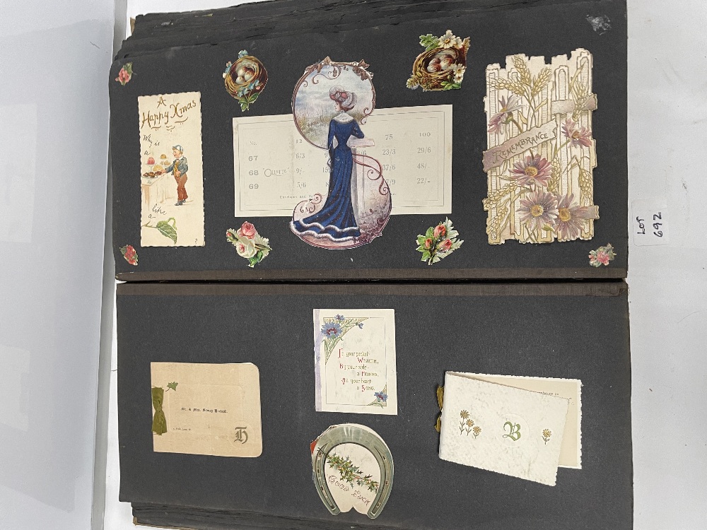 ALBUM OF EARLY POSTCARDS AND CUT OUTS, SUNLIGHT SOAP, GOOD WISHES, XMAS CARDS AND MORE - Image 6 of 13