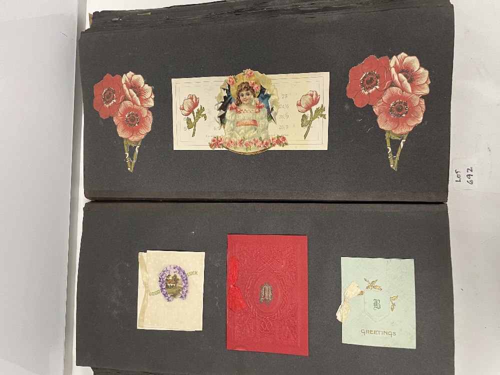 ALBUM OF EARLY POSTCARDS AND CUT OUTS, SUNLIGHT SOAP, GOOD WISHES, XMAS CARDS AND MORE - Image 9 of 13