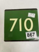 ENAMEL E PLATE LONDON TRANSPORT GREEN LINE (710), 13 X 13CMS