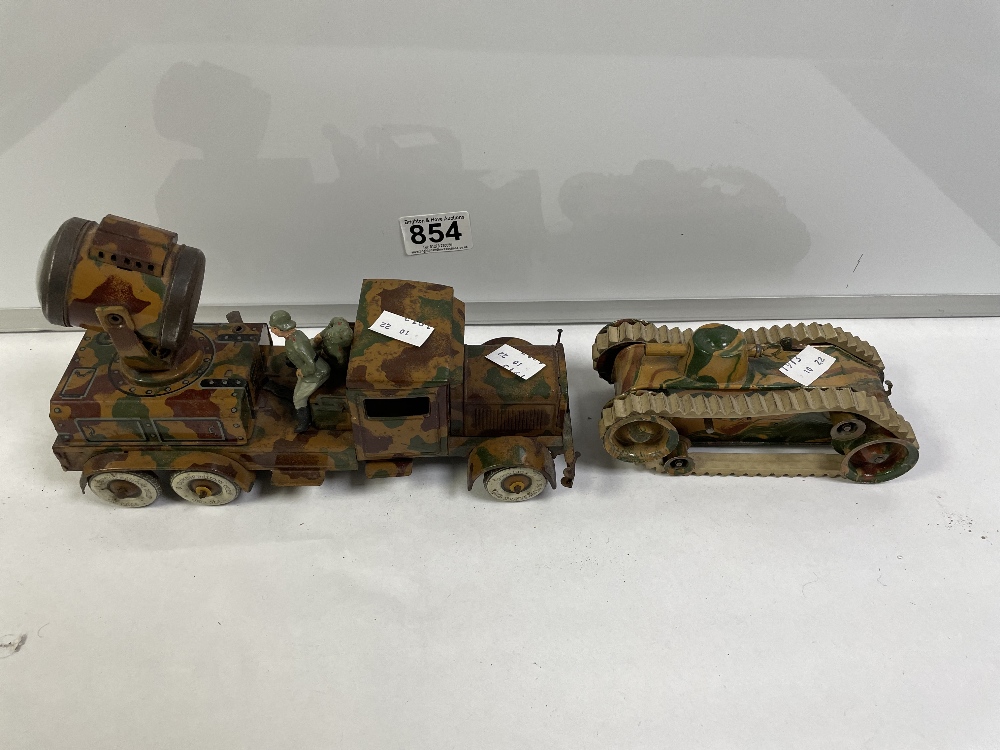 TWO VINTAGE TIN-PLATE TOYS BY MARKLIN OF GERMAN TANK AND TRUCK - Image 2 of 3