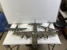 THREE LARGE MODEL AIRCRAFT, BRITISH AMERICAN AND GERMAN PLANES, LARGEST WINGSPAN, 84CMS